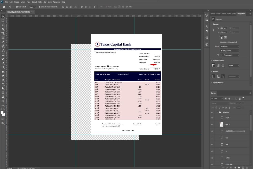 Modèle Word et PDF de relevé de compte d'entreprise de la Texas Capital Bank template Modèle Word et PDF de relevé de compte d'entreprise de la Texas Capital Bank template